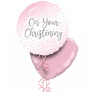 On Your Christening Pink Foil Balloon Bouquet