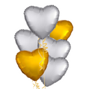 Silver and Gold Hearts Balloon Bouquet