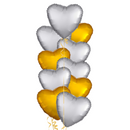 Silver and Gold Hearts Balloon Bouquet