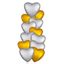 Silver and Gold Hearts Balloon Bouquet