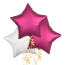 Magenta Pomegranate and White Stars Balloon Bouquet
