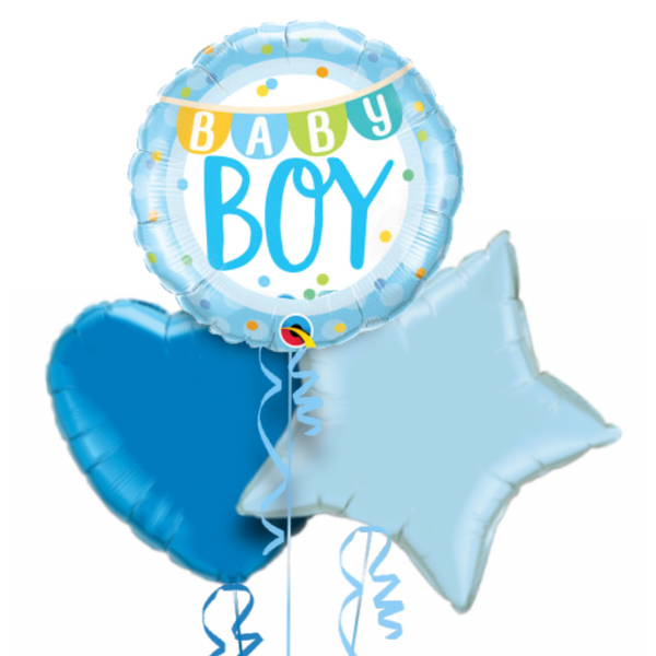Baby Boy Banner and Dots Balloon Bouquet