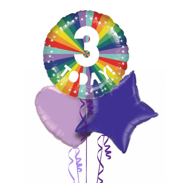 3rd Birthday Rainbow Balloon Bouquet