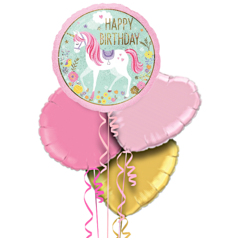Unicorn Happy Birthday Foil Balloon Bouquet
