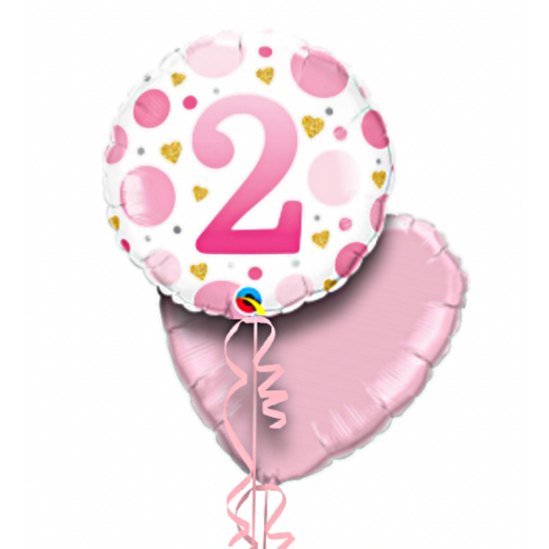 2nd Birthday Pink Dots Balloon Bouquet