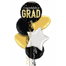 Happy Graduation Gold and Black Classy Balloon Bouquet