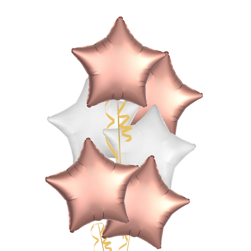 Rose Gold and White Stars Balloon Bouquet