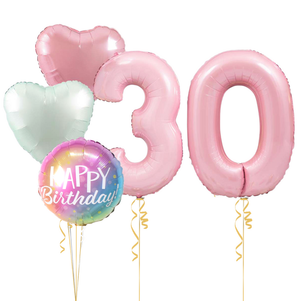 Pale Pink Dreamy Birthday Set Foil Balloons (two numbers)