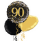 Happy 90th Birthday Gold & Black Holographic Birthday Balloon Bouquet