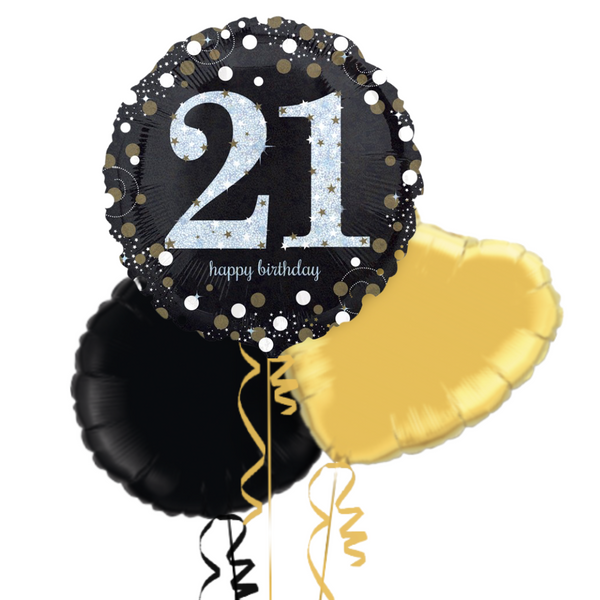 Happy 21st Birthday Holographic Balloon Bouquet