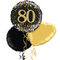 Happy 80th Birthday Black & Gold Holographic Balloon Bouquet