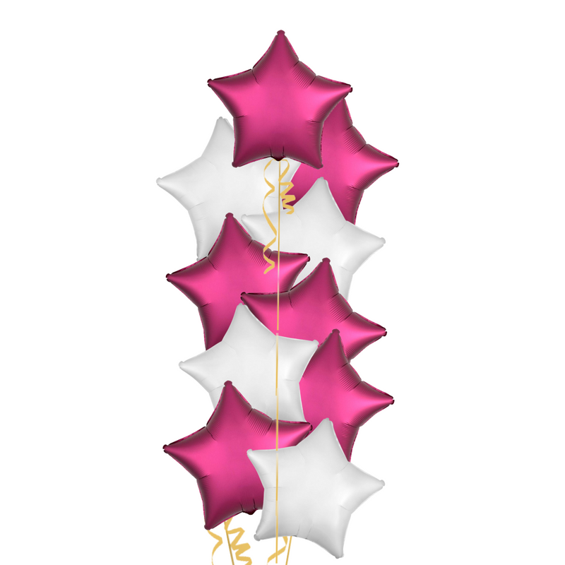 Magenta Pomegranate and White Stars Balloon Bouquet