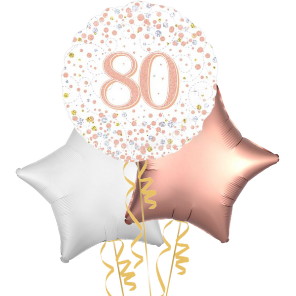 Happy 80th Birthday Rose Gold Balloon Bouquet