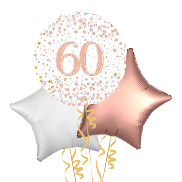 Happy 60th Birthday Rose Gold Balloon Bouquet