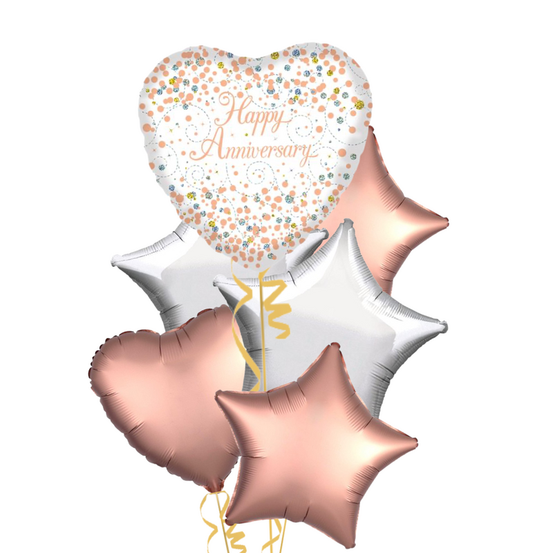 Rose Gold Happy Anniversary Balloon Bouquet