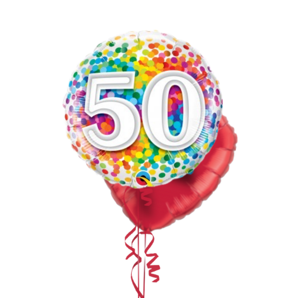 Happy 50th Birthday Rainbow Confetti Balloon Bouquet Balloon Town