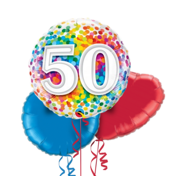 Happy 50th Birthday Rainbow Confetti Balloon Bouquet