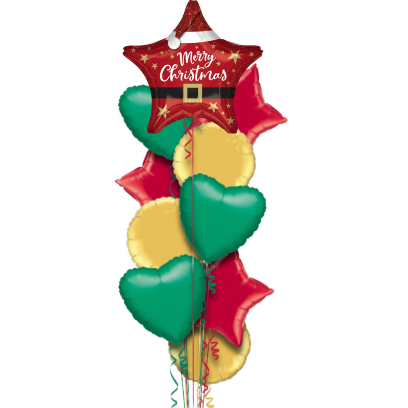 Merry Christmas Santa Star Balloon Bouquet