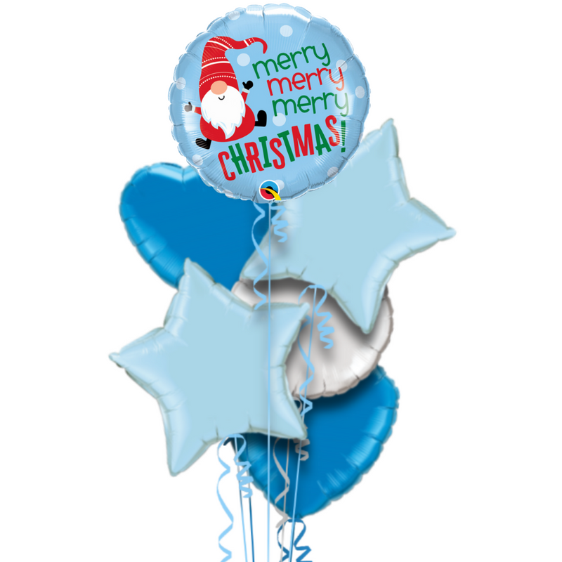 Merry Christmas in Blue Balloon Bouquet