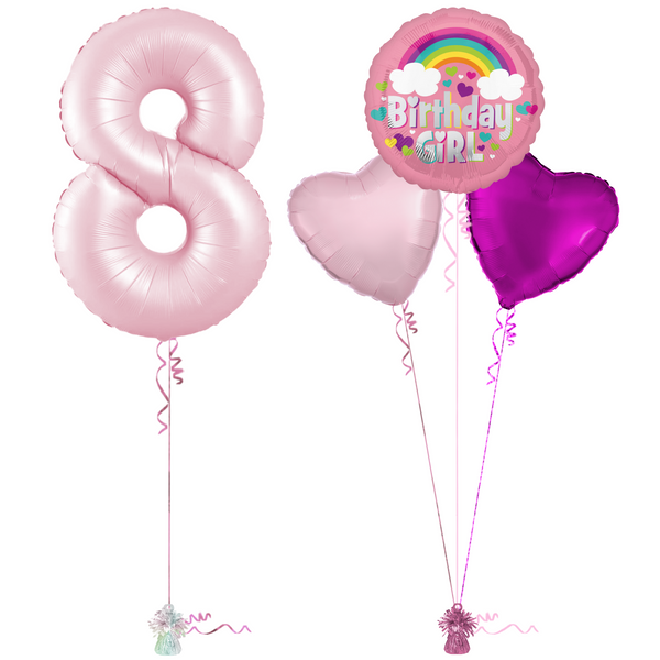 Pastel Pink 8th Birthday Balloon Bouquet Set