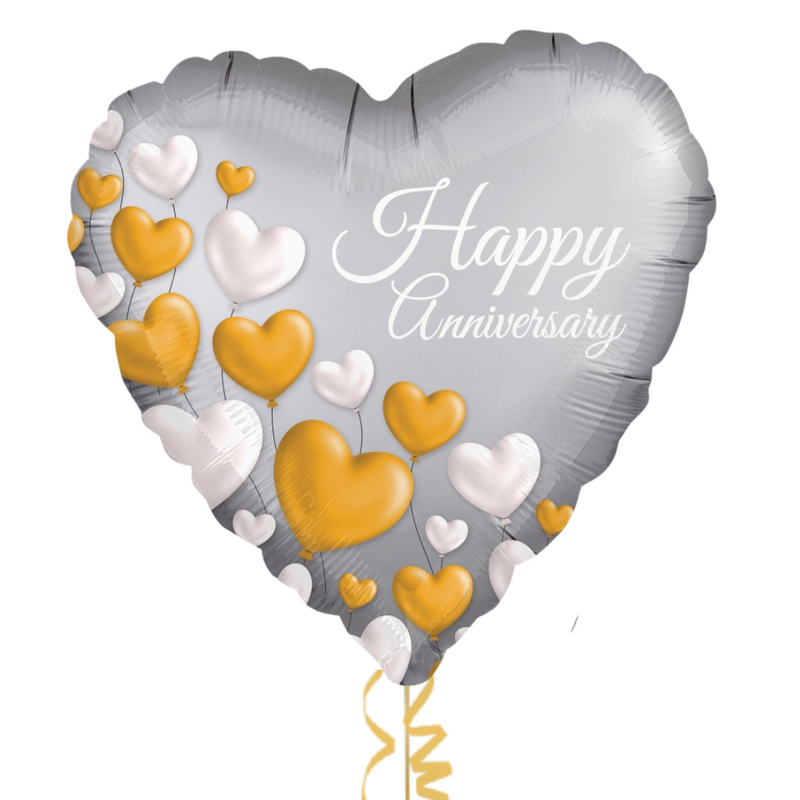 Silver and Gold Anniversary Balloon Bouquet