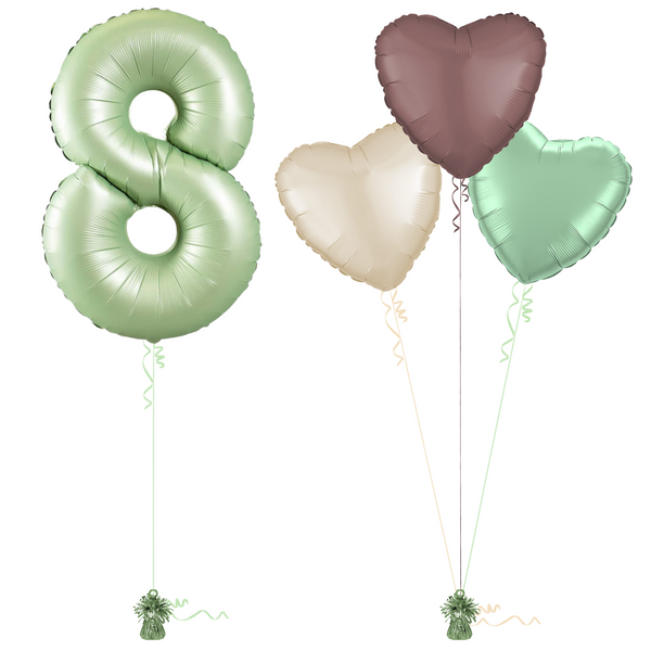 Olive Green 8th Birthday Balloon Bouquet Set