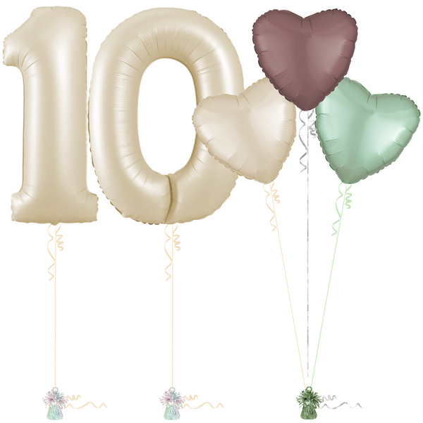 Cream 10th Birthday Balloon Bouquet Set