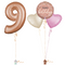 Rose Gold 9th Birthday Balloon Bouquet Set