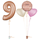 Rose Gold 9th Birthday Balloon Bouquet Set