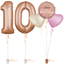 Rose Gold 10th Birthday Balloon Bouquet Set