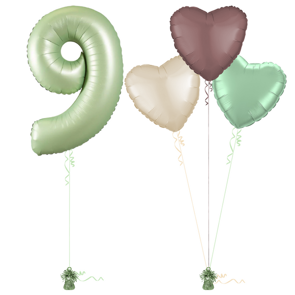 Olive Green 9th Birthday Balloon Bouquet Set