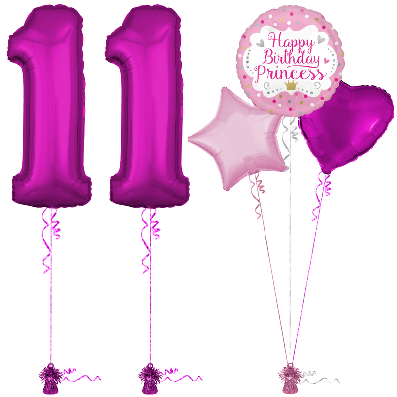 Hot Pink 11th Birthday Balloon Bouquet Set