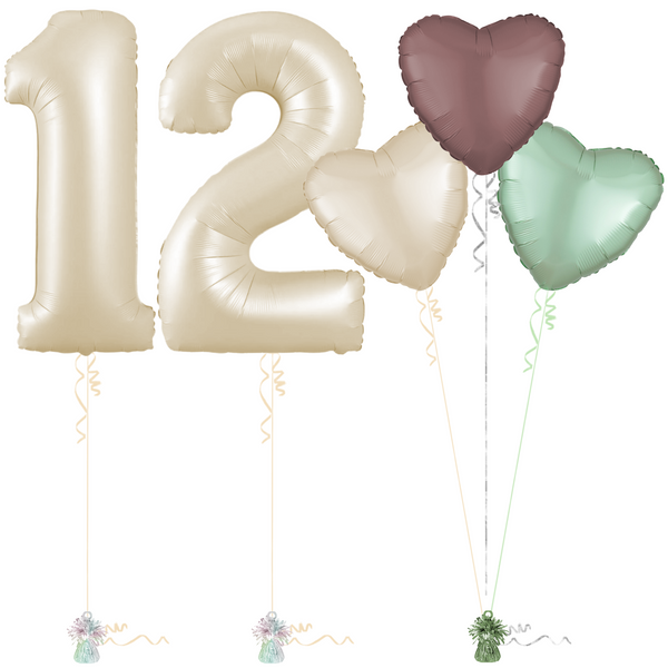 Cream 12th Birthday Balloon Bouquet Set