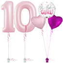 Pastel Pink 10th Birthday Balloon Bouquet Set