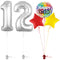 Silver 12th Birthday Balloon Bouquet Set