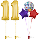 Gold 11th Birthday Balloon Bouquet Set