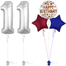 Silver 11th Birthday Balloon Bouquet Set