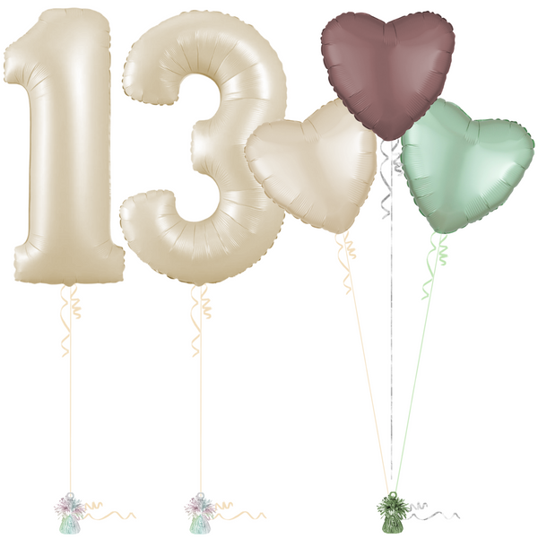 Cream 13th Birthday Balloon Bouquet Set