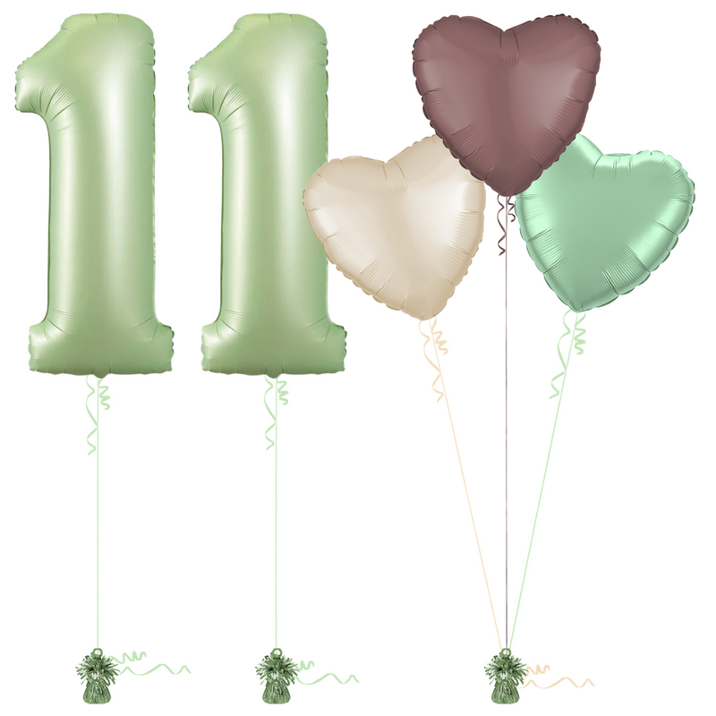 Olive Green 11th Birthday Balloon Bouquet Set