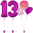 Hot Pink 13th Birthday Balloon Bouquet Set