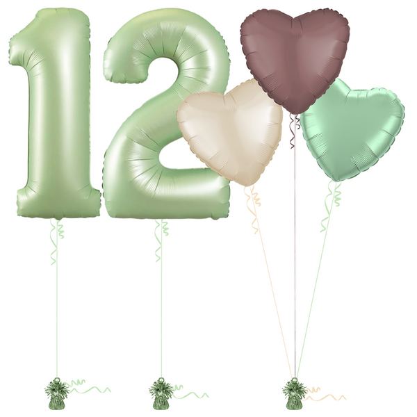 Olive Green 12th Birthday Balloon Bouquet Set