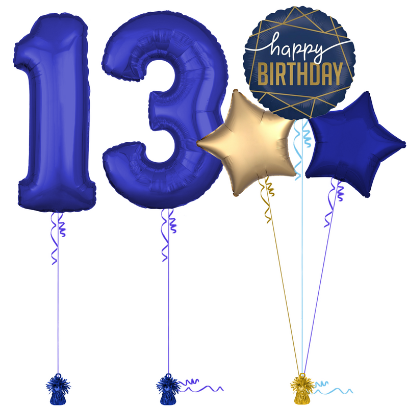 Royal Blue 13th Birthday Balloon Bouquet Set