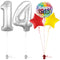 Silver 14th Birthday Balloon Bouquet Set