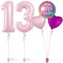 Pastel Pink 13th Birthday Balloon Bouquet Set