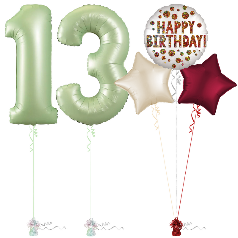 Olive Green 13th Birthday Balloon Bouquet Set