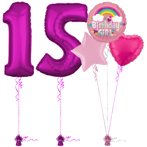 Hot Pink 15th Birthday Balloon Bouquet Set