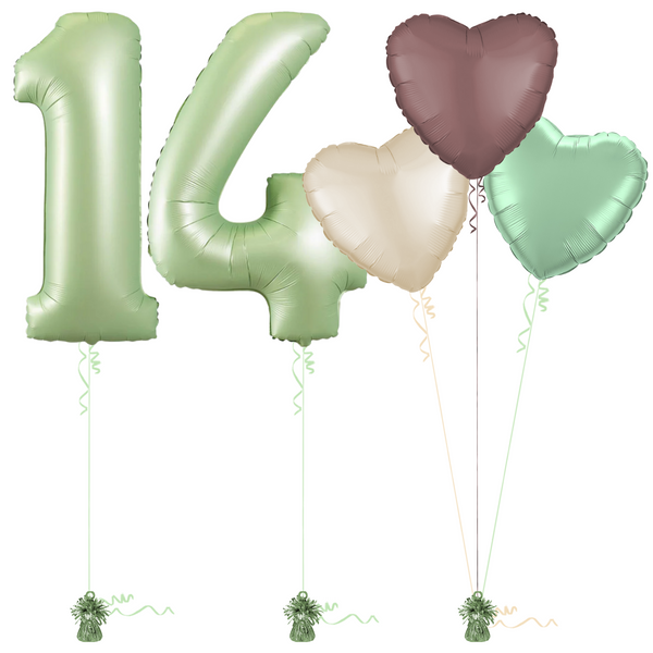 Olive Green 14th Birthday Balloon Bouquet Set