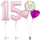 Pastel Pink 15th Birthday Balloon Bouquet Set