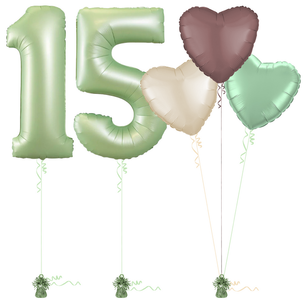 Olive Green 15th Birthday Balloon Bouquet Set