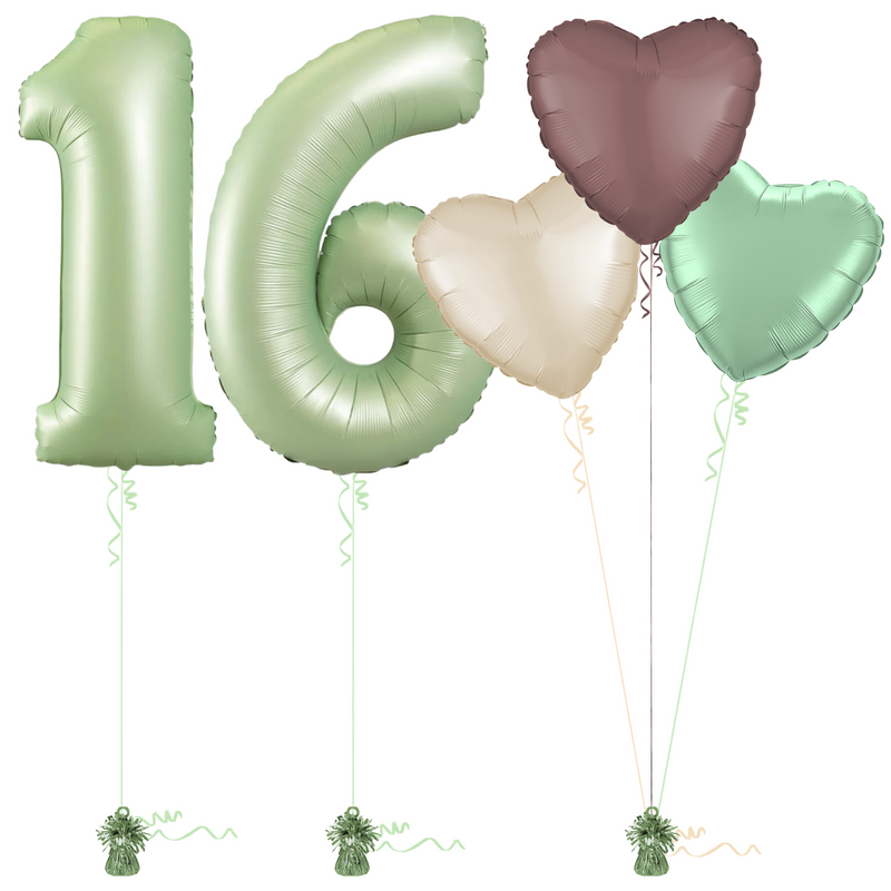 Olive Green 16th Birthday Balloon Bouquet Set